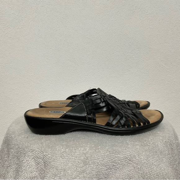 Dr Scholls Black Woven Sandal With White Contrast Stitching Size 8 Neutral - Picture 1 of 5
